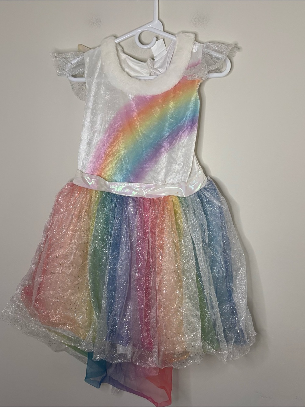 Girls Fairy Halloween Costume Angel Large Dress Tutu Skirt Rainbow Sparkles